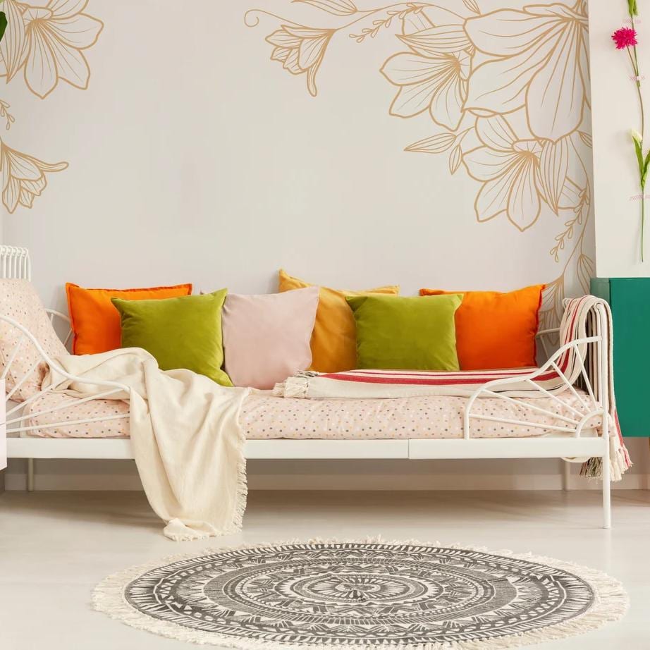 Floral Corner Wall Decal Set styled in a room setting