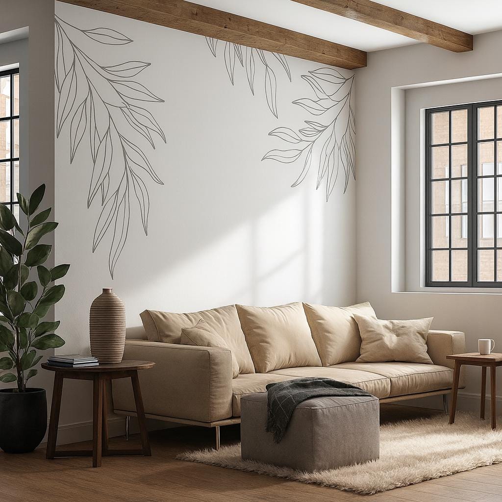 Leaf Wall Decal Set of arranged on a feature wall