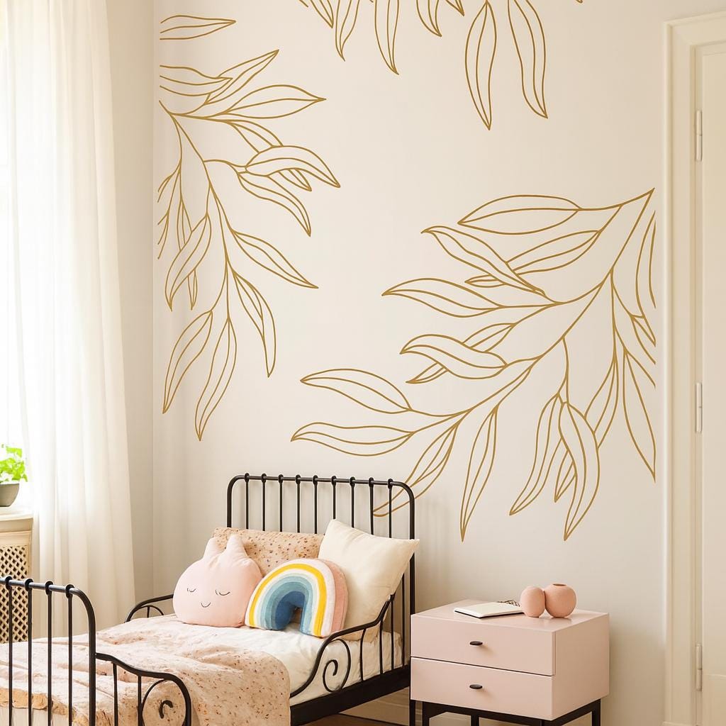 Leaf Wall Decal Set of installed on a styled wall
