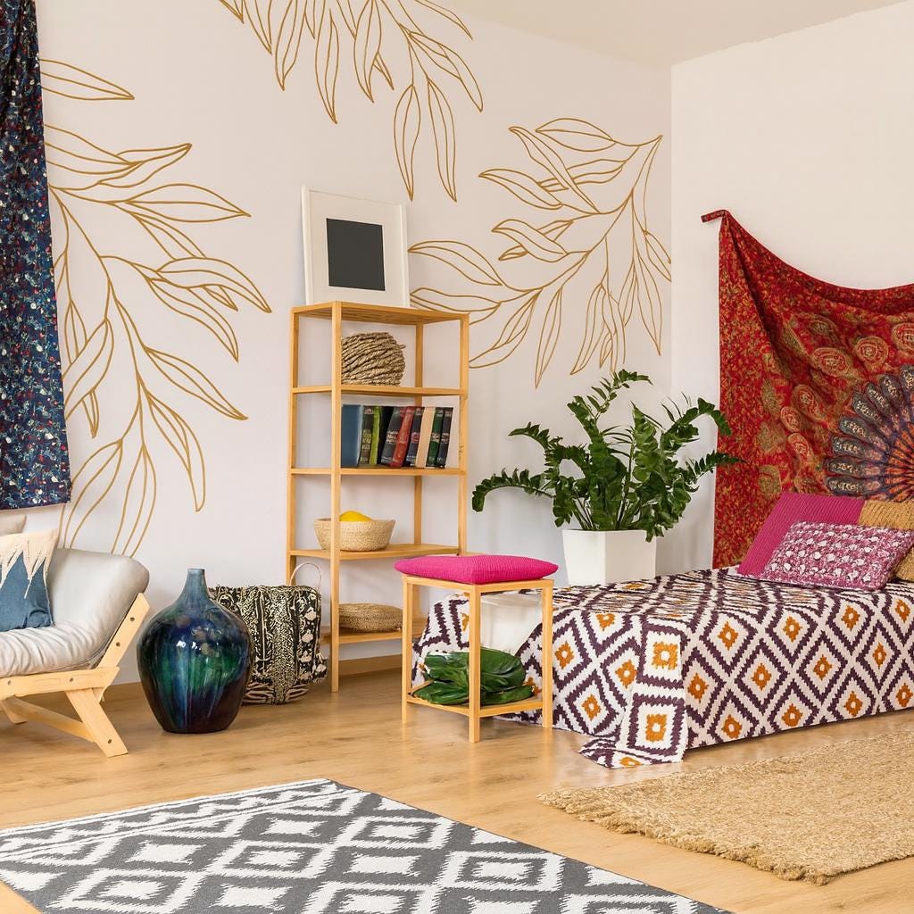 Leaf Wall Decal Set of styled in a room setting