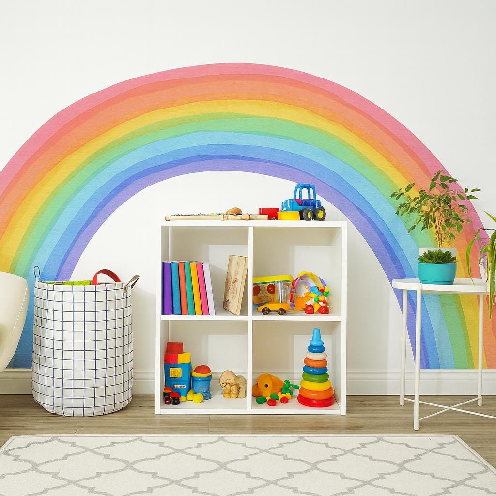 Rainbow Wall Decal shown in a home interior