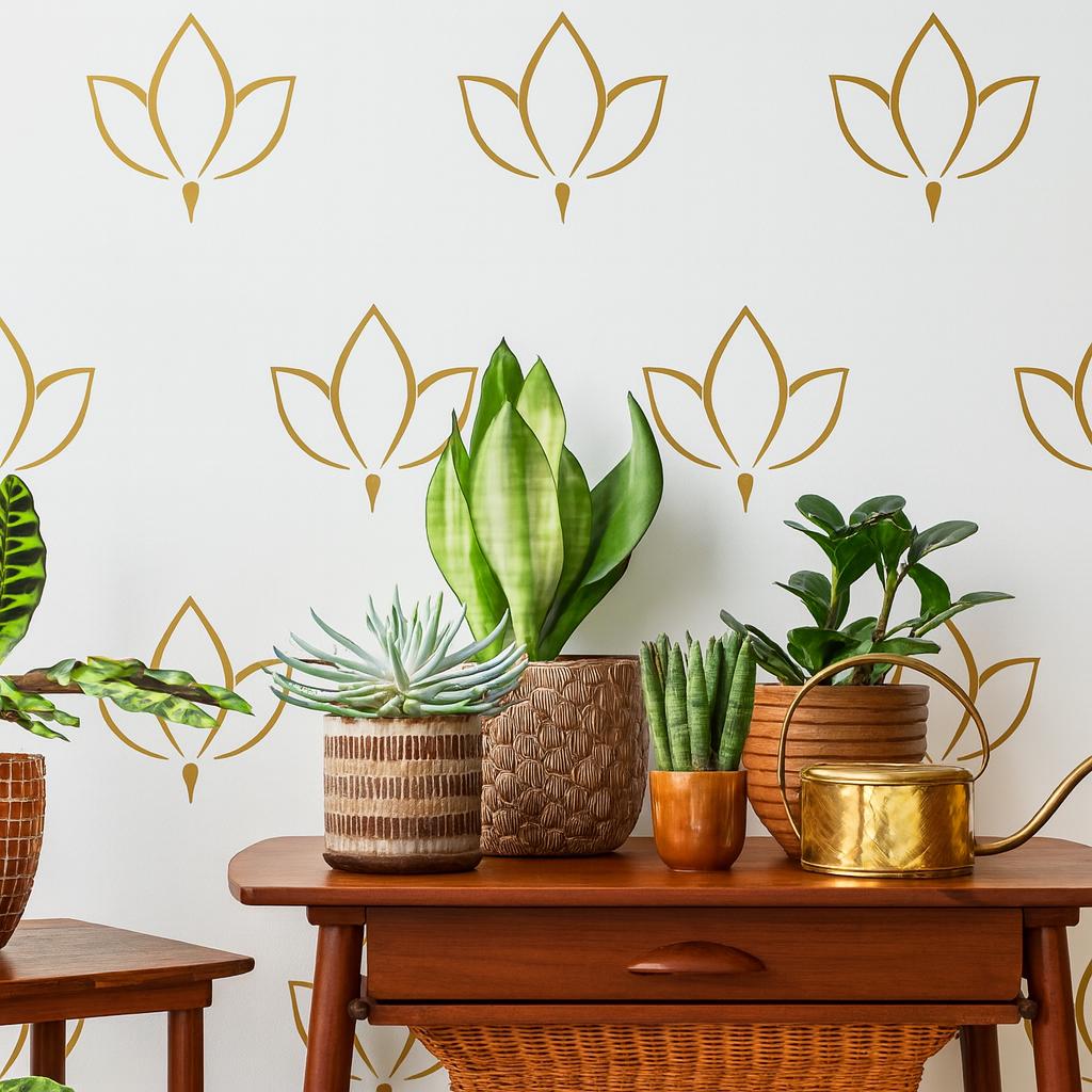 Lotus Wall Decals Set of 33 or installed on a styled wall