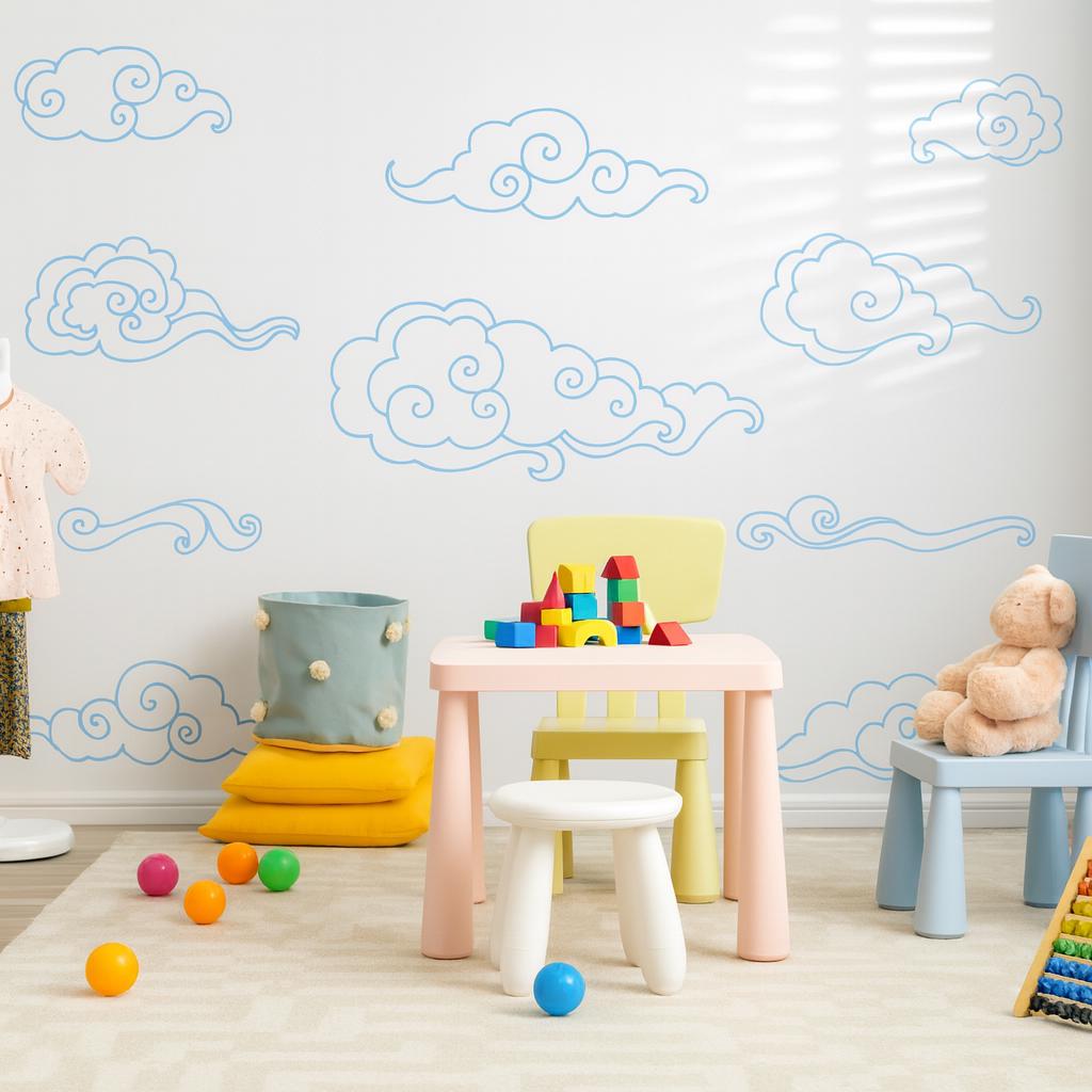 Cloud Wall Decals Set of displayed in a styled space