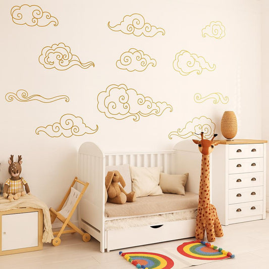 Cloud Wall Decals Set of installed on a styled wall