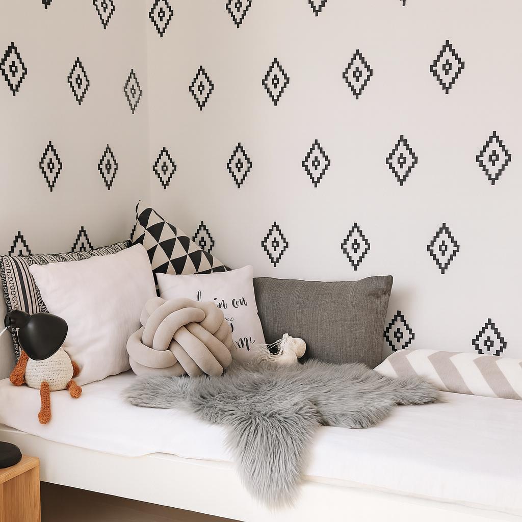 Boho Wall Decals Set of 45 or installed on a styled wall