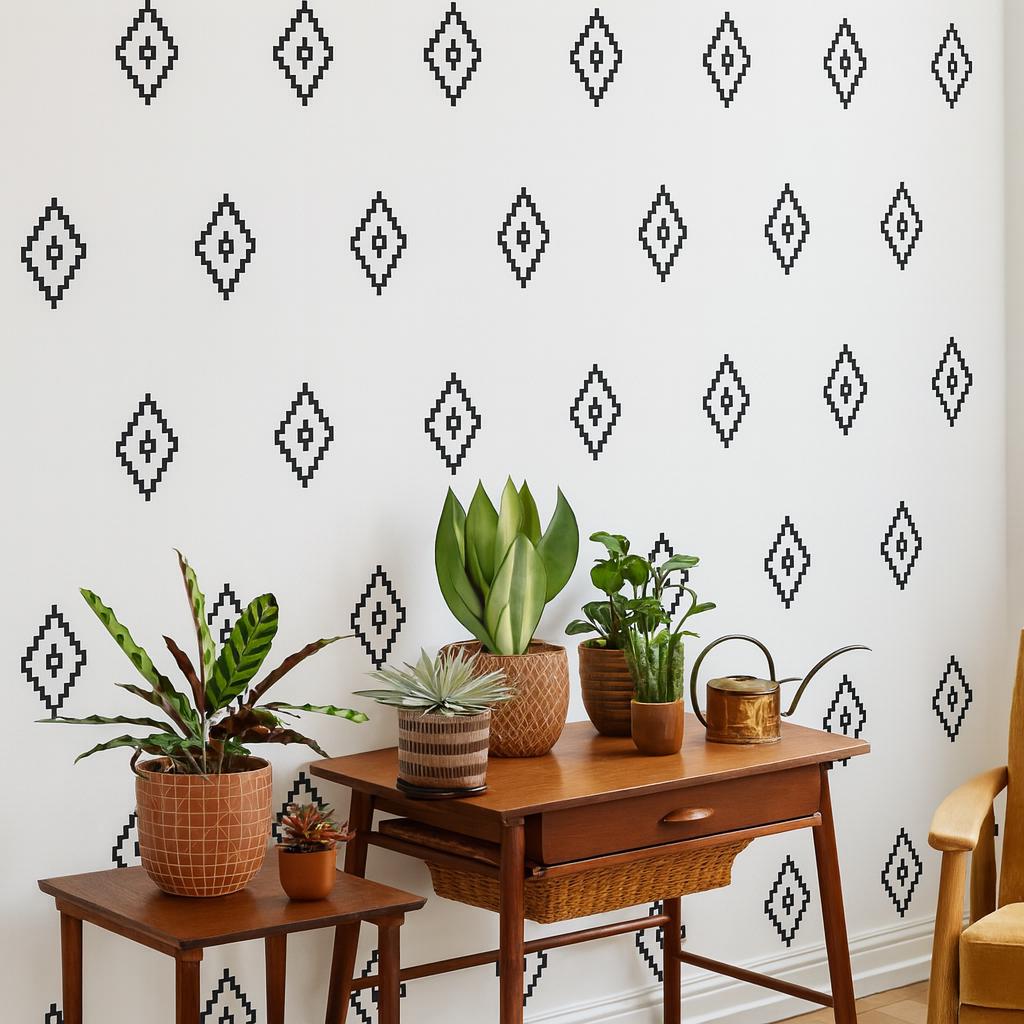 Boho Wall Decals Set of 45 or styled in a room setting