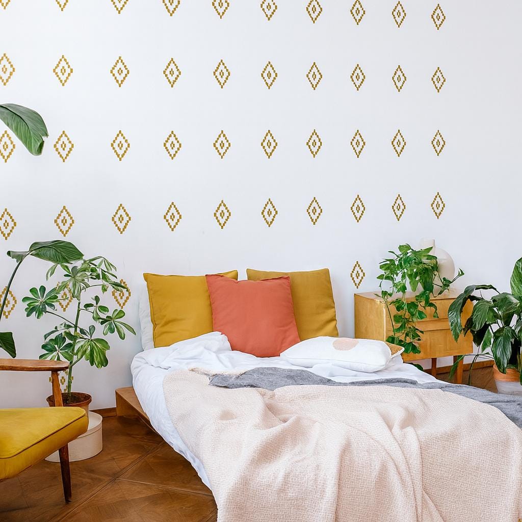 Boho Wall Decals Set of 45 or displayed in a styled space