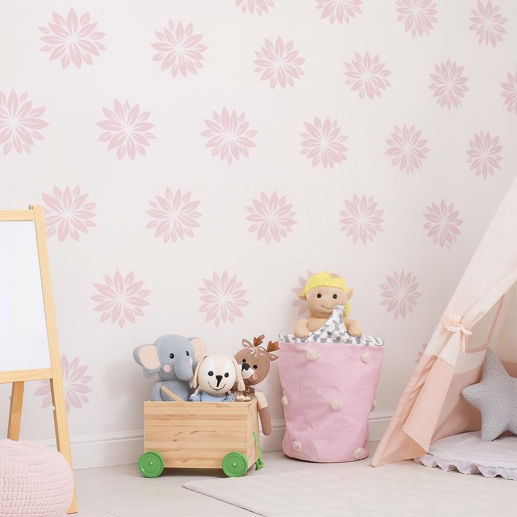 Flower Wall Decals Set of 24 or size reference on a wall