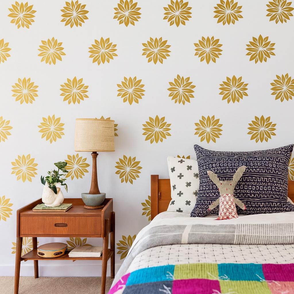 Flower Wall Decals Set of 24 or displayed in a styled space