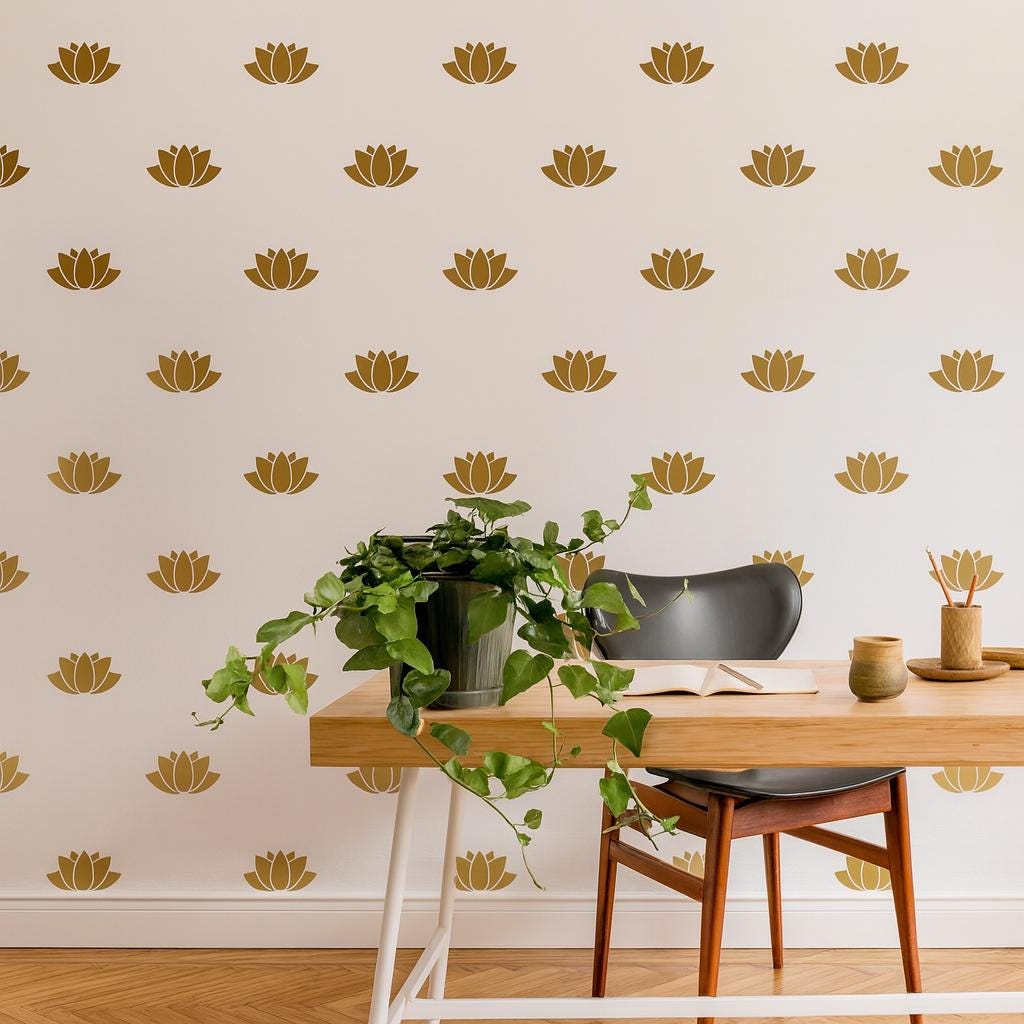 Lotus Wall Decals Set of 36 or styled in a room setting