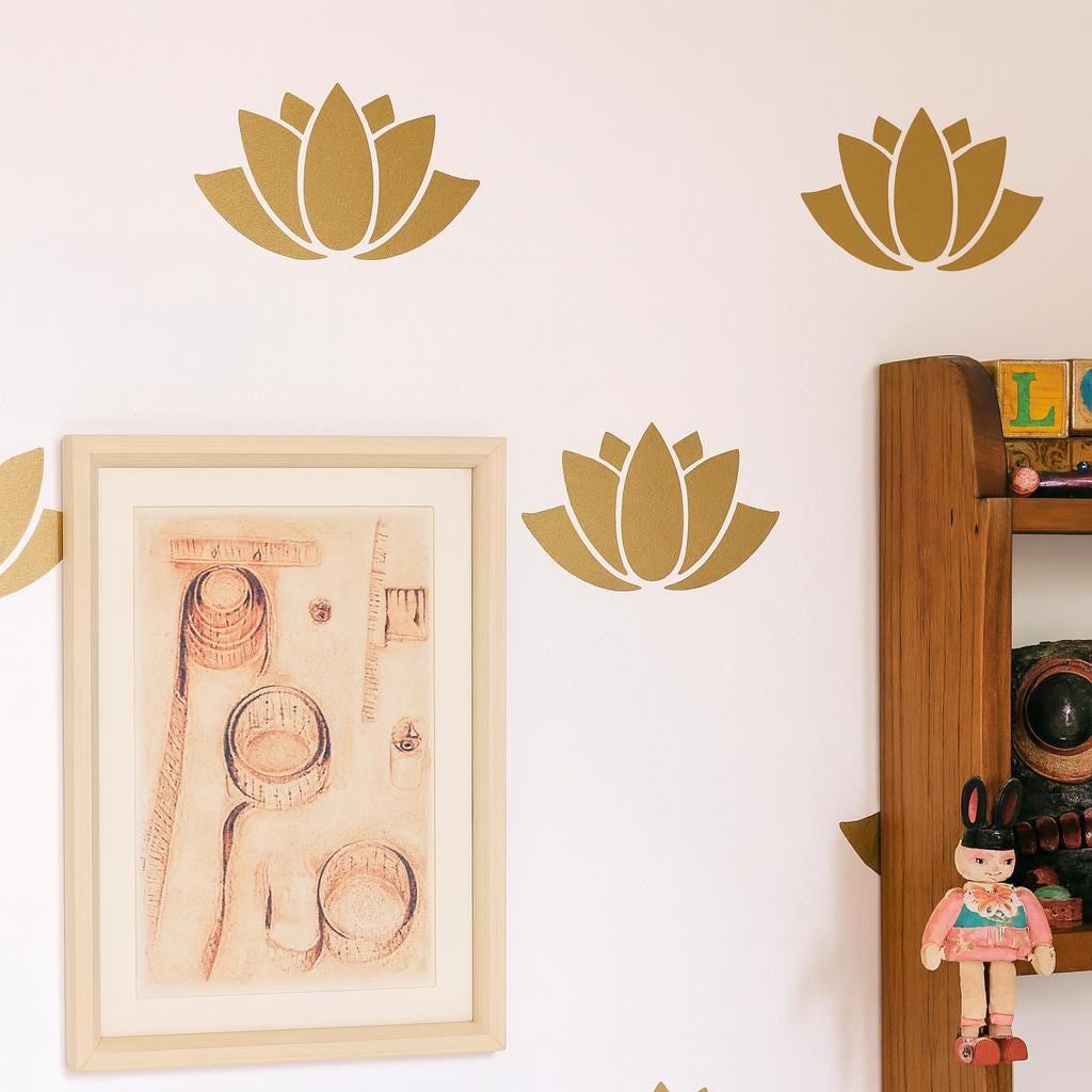 Lotus Wall Decals Set of 36 or installed on a styled wall