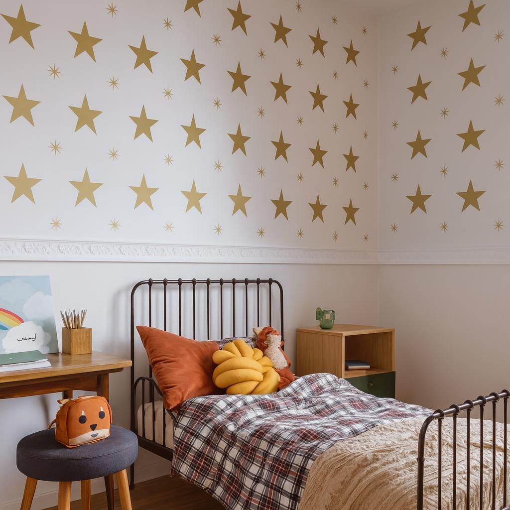 Star Wall Decals Set of 27 Big and 27 Small or 54 Big and 54 Small close-up styled detail
