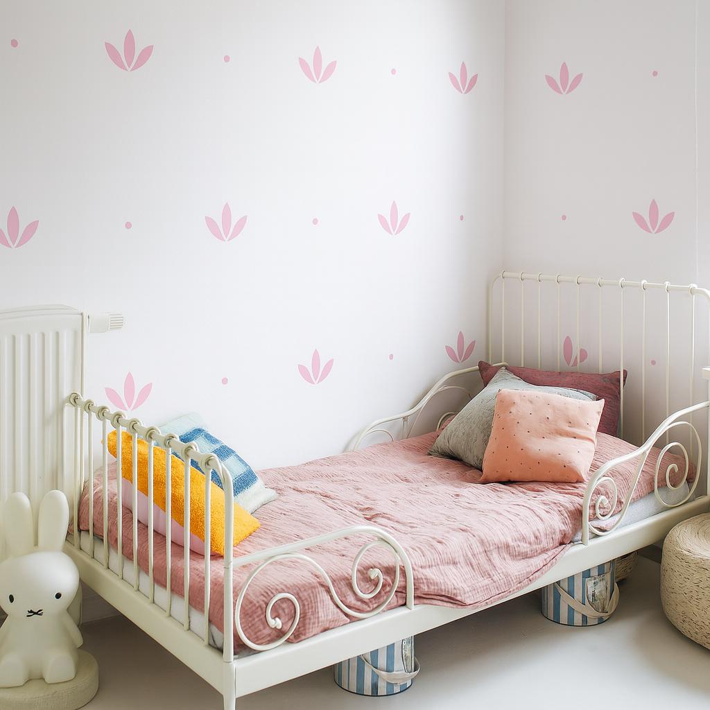 Lotus Wall Decals Set of 44 with 88 Dots or 88 with 176 Dots size reference on a wall
