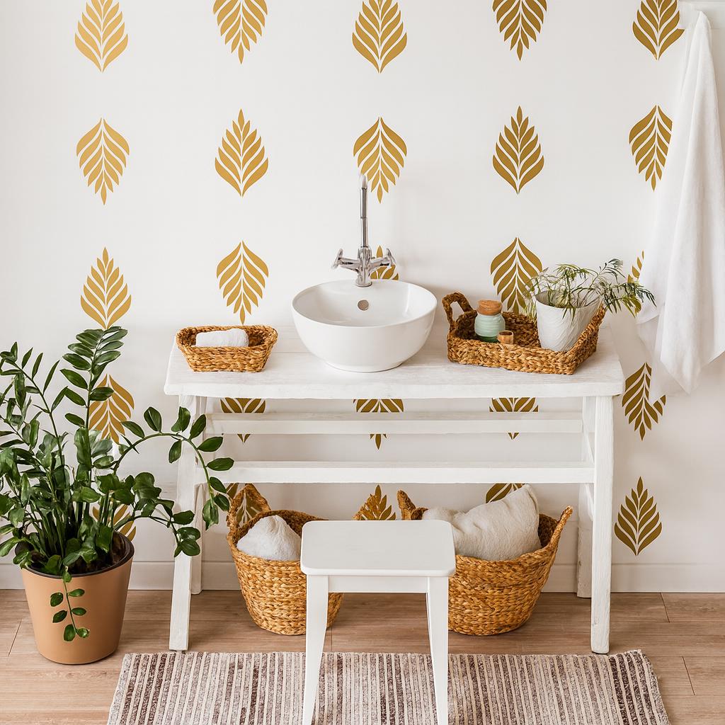 Leaf Wall Decals Set of 33 or installed on a styled wall
