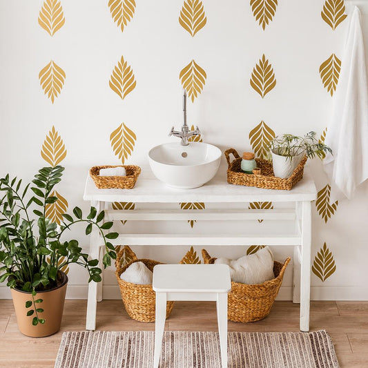 Leaf Wall Decals Set of 33 or installed on a styled wall