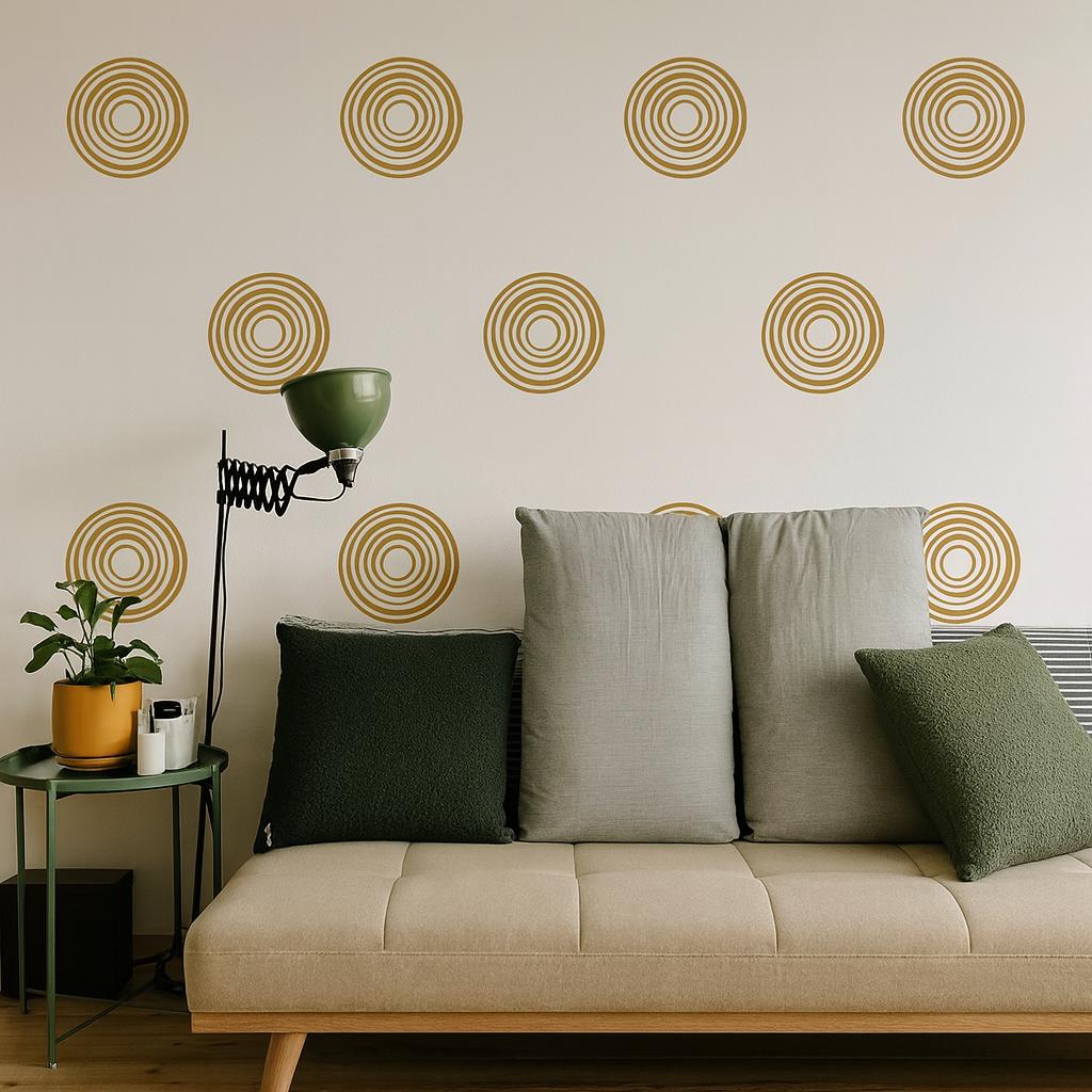 Boho Circle Wall Decals Set of 27 or arranged on a feature wall