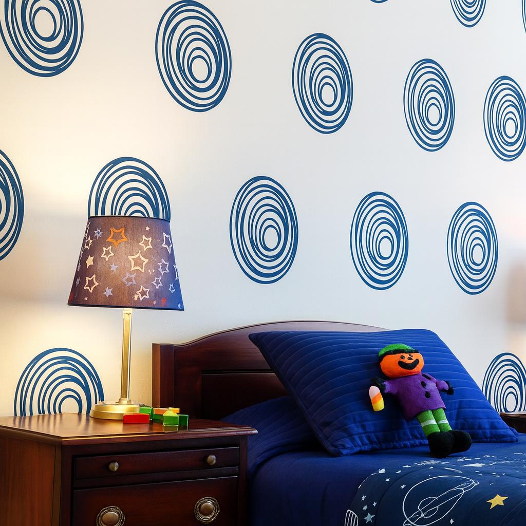 Boho Circle Wall Decals Set of 27 or displayed in a styled space
