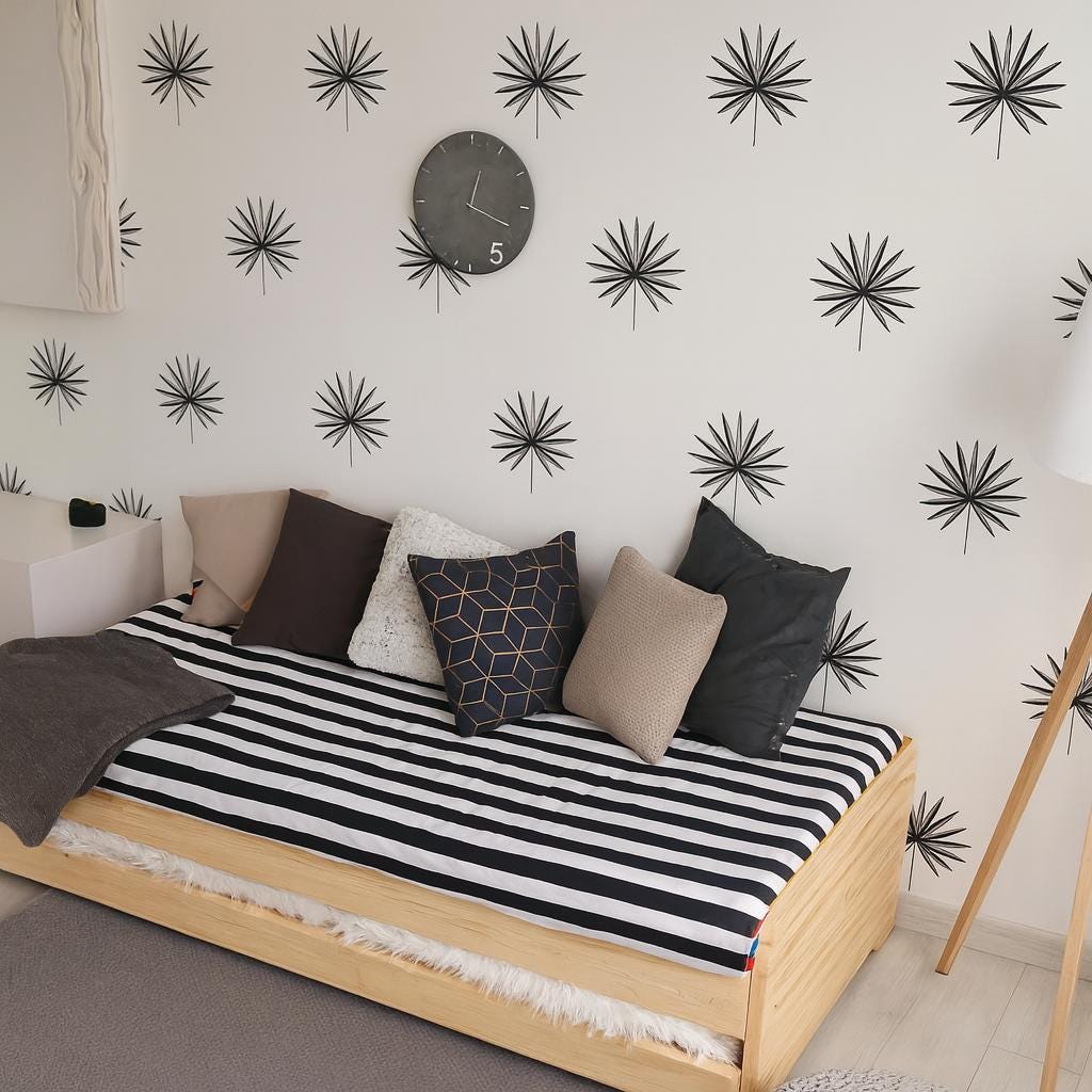 Palm Leaf Wall Decals Set of 33 or arranged on a feature wall