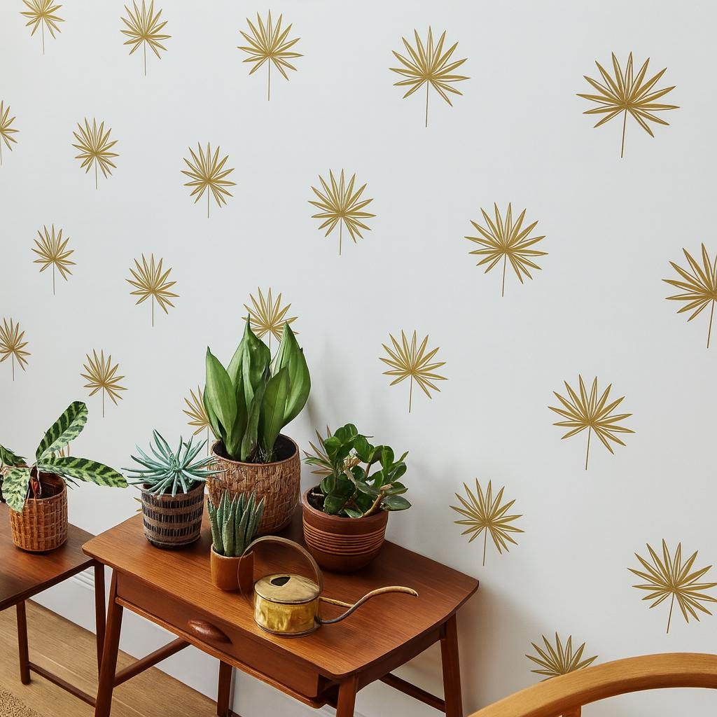 Palm Leaf Wall Decals Set of 33 or shown in a home interior