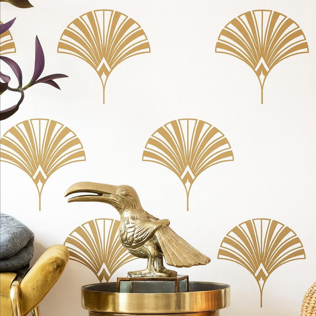 Palm Leaf Wall Decals Set of 33 or installed on a styled wall