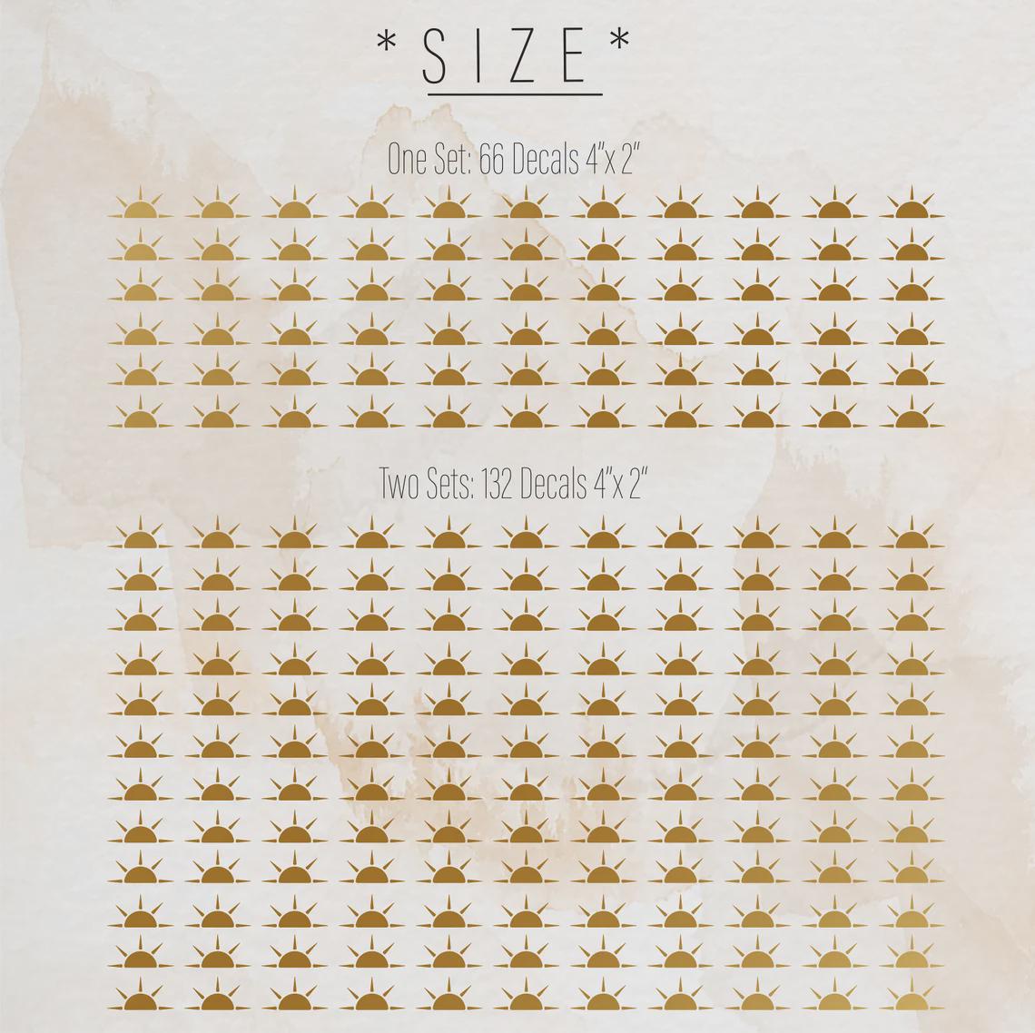 Sun Wall Decals Set of 66 or size reference on a wall