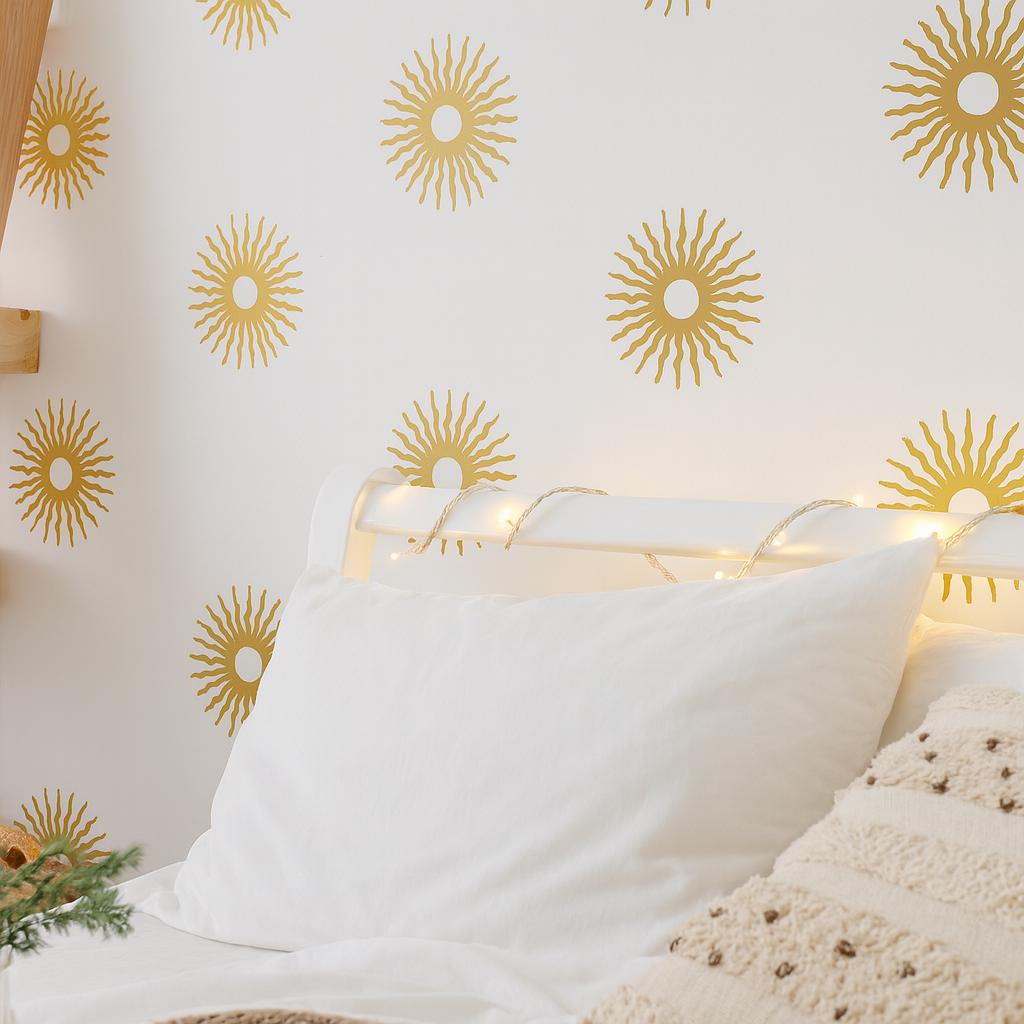 Sunburst Wall Decals Set of 33 or installed on a styled wall