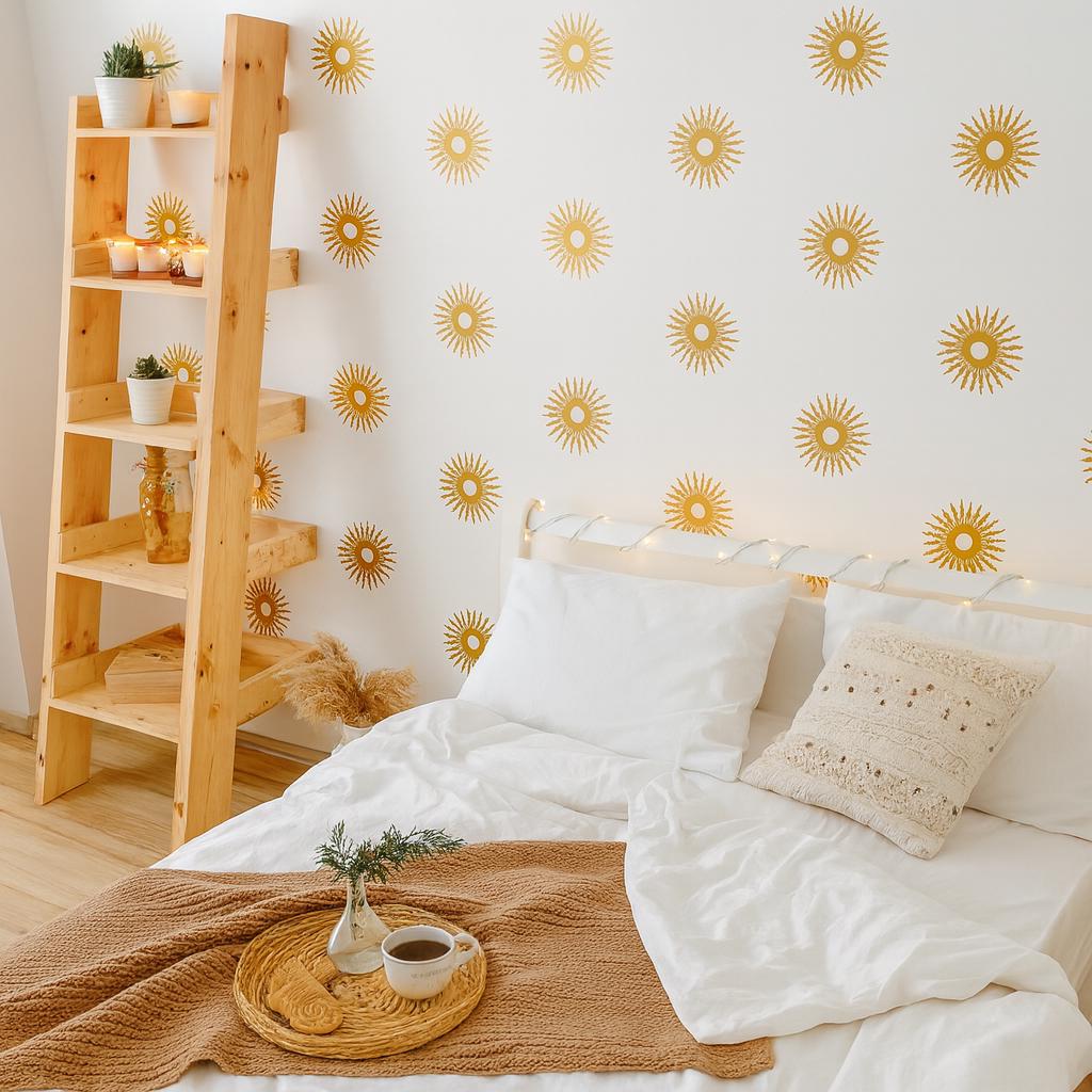 Sunburst Wall Decals Set of 33 or shown in a home interior