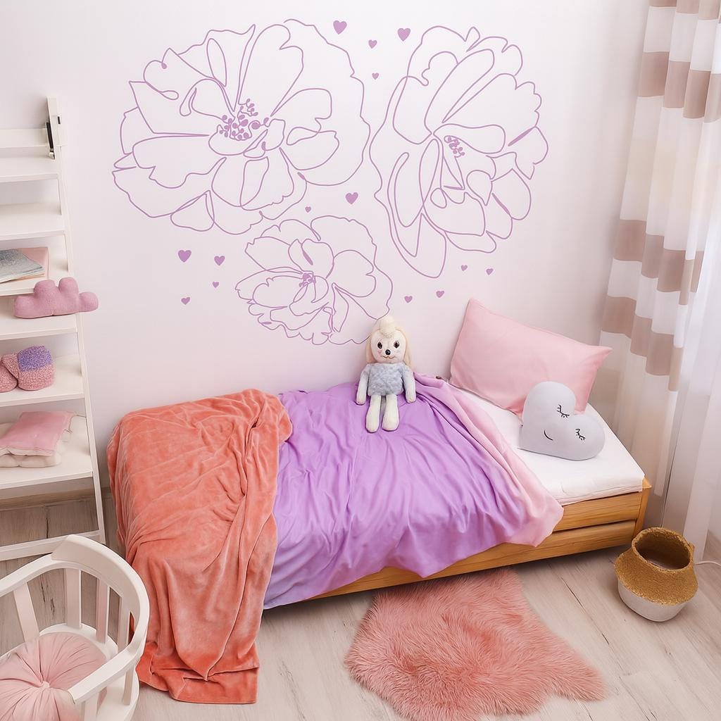 Floral Wall Decal arranged on a feature wall