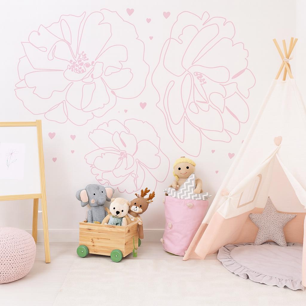 Floral Wall Decal displayed in a styled space
