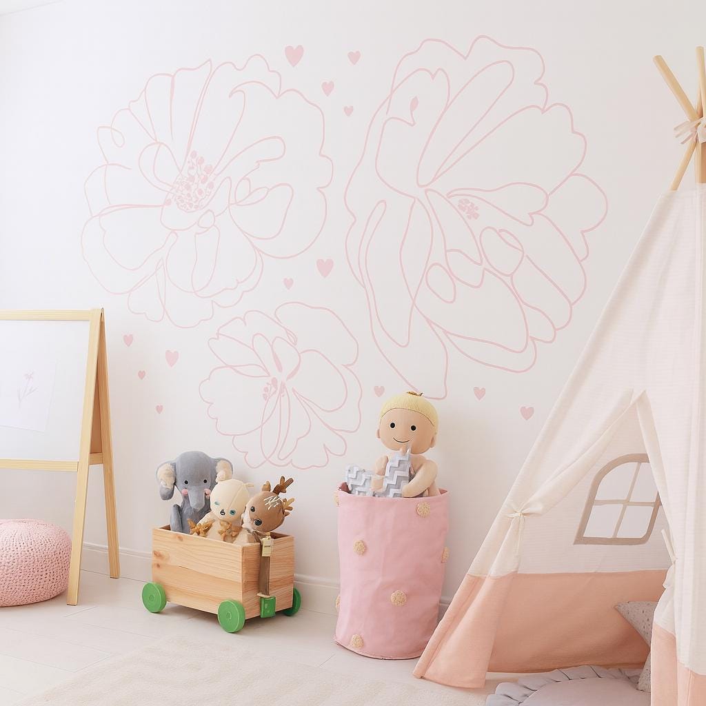 Floral Wall Decal decal sheet flat-lay