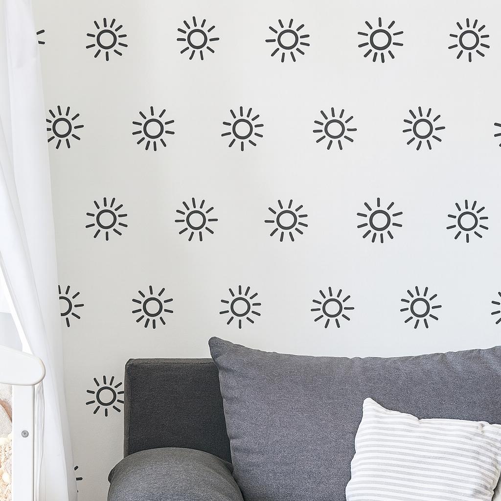 Sun Wall Decals Set of 45 or displayed in a styled space