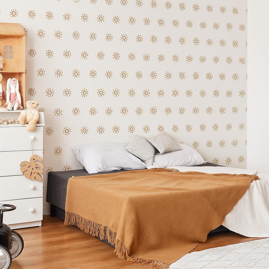 Sun Wall Decals Set of 45 or styled in a room setting