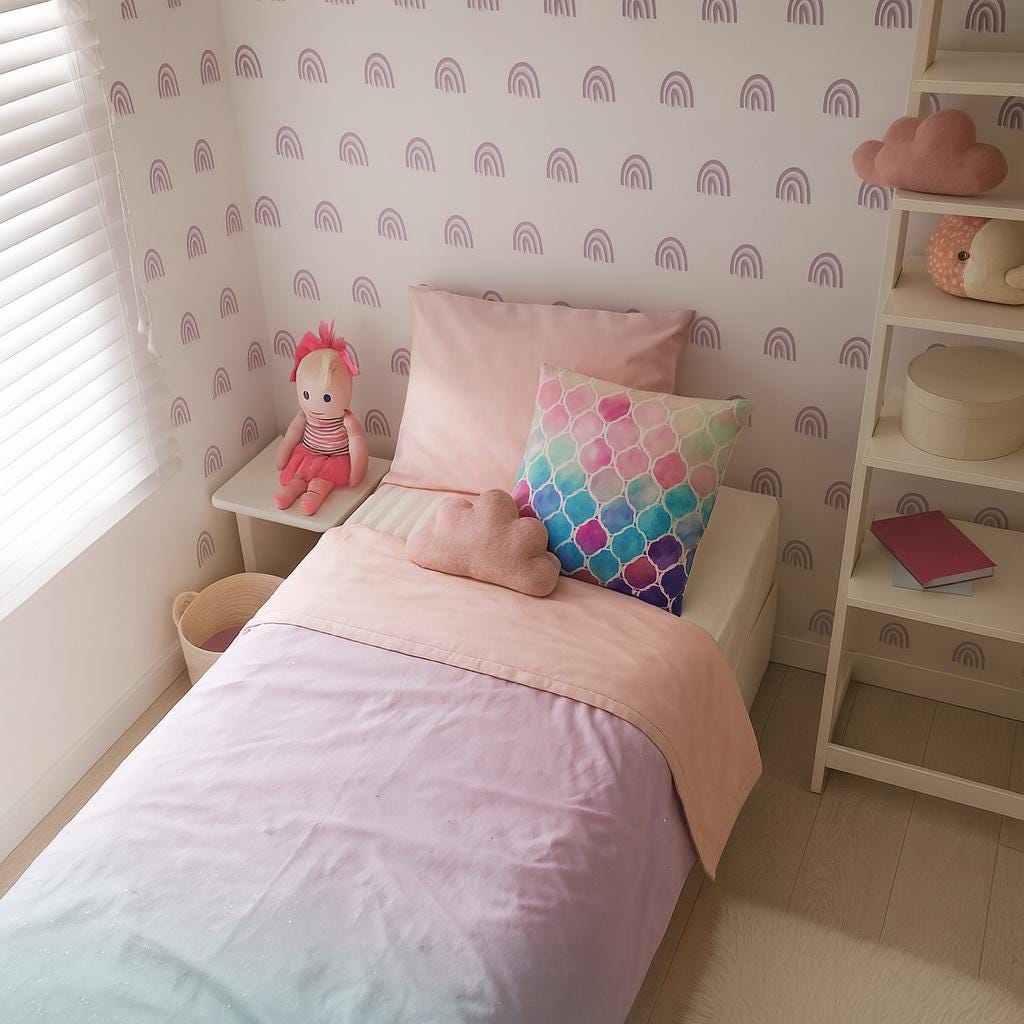 Rainbow Wall Decals Set of 88 or styled in a room setting