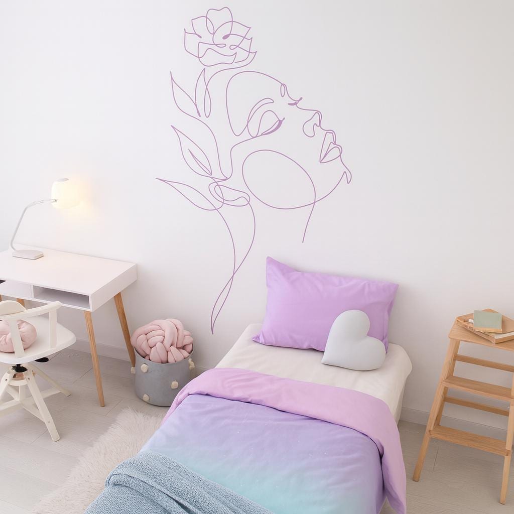 Woman Face Wall Decal decal sheet flat-lay