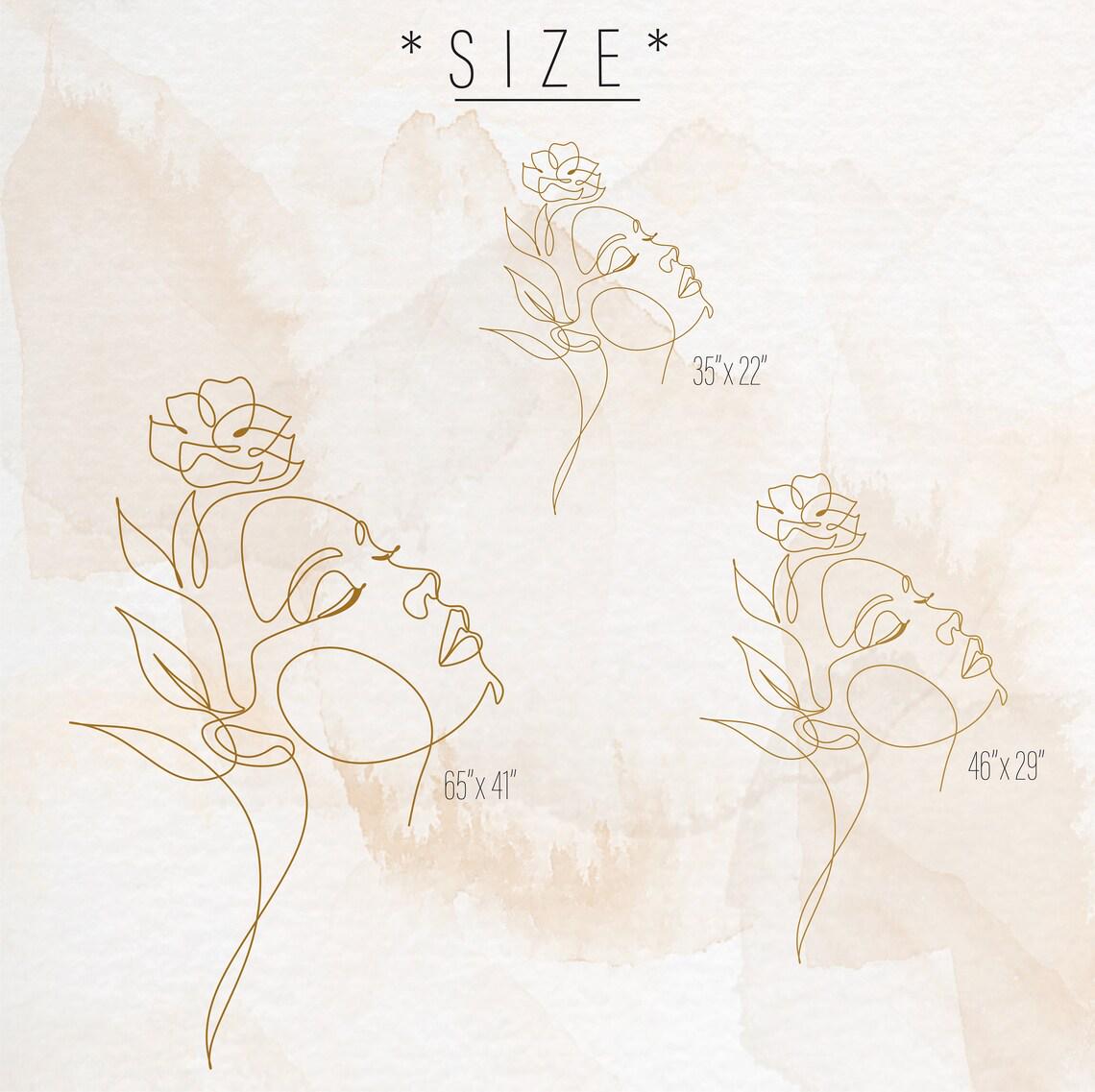 Woman Face Wall Decal size reference on a wall