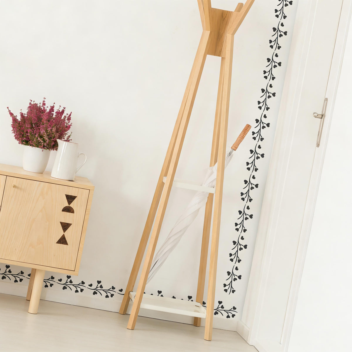Floral Wall Decal Border displayed in a styled space