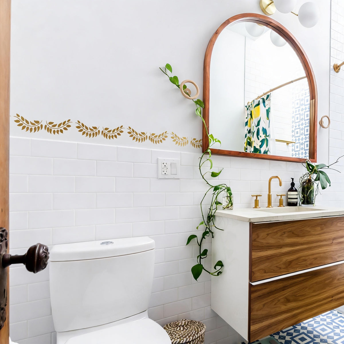Floral Wall Decal Border arranged on a wall