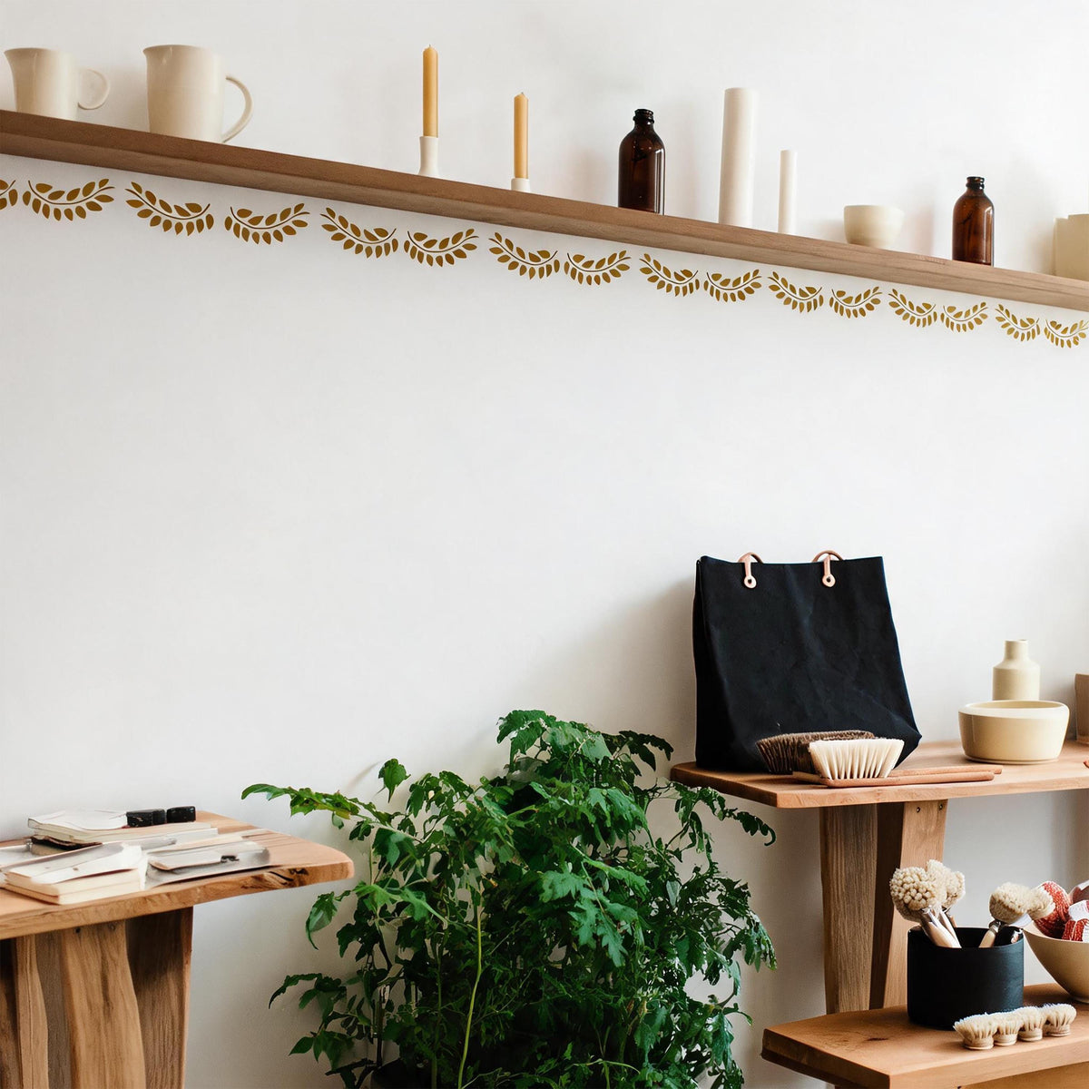 Floral Wall Decal Border shown in a home interior