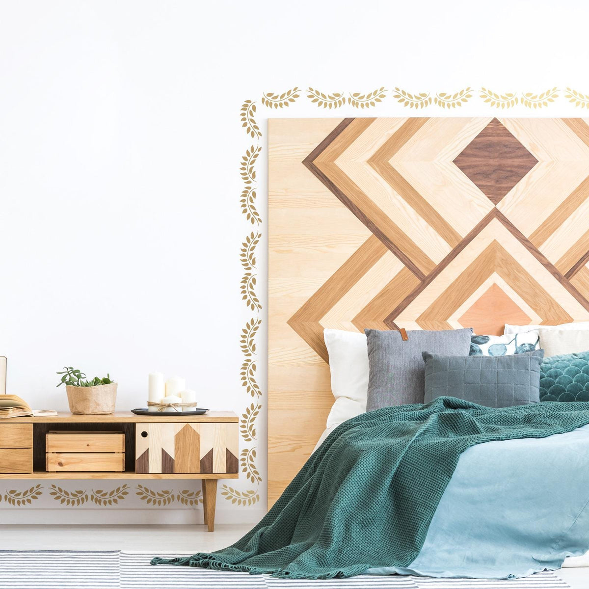 Floral Wall Decal Border styled on a decorated wall