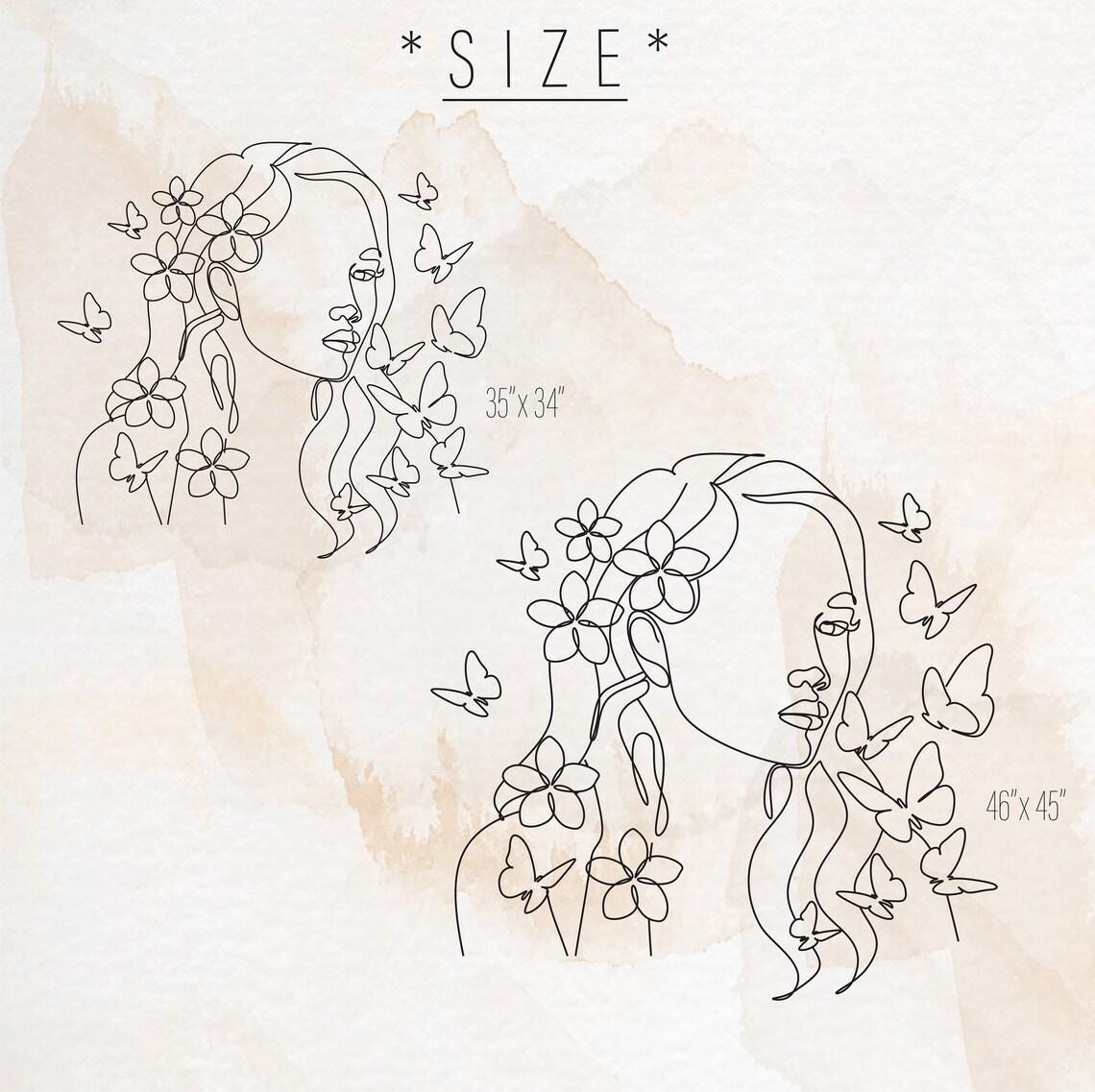 Floral Head Wall Decal size reference on a wall