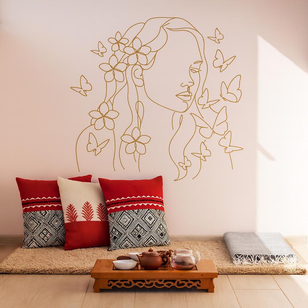 Floral Head Wall Decal decal sheet flat-lay