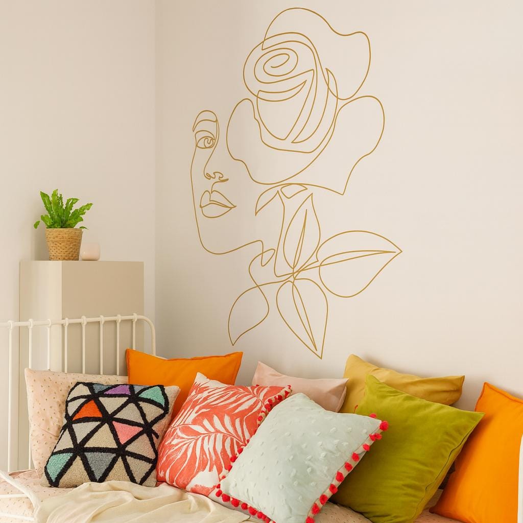Floral Head Wall Decal decal sheet flat-lay