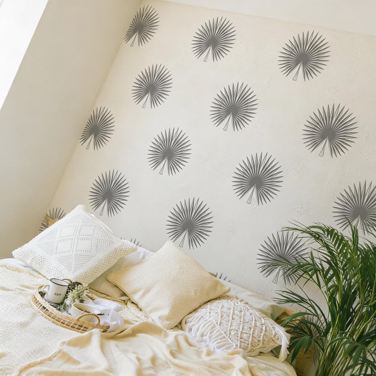 Palm Leaf Wall Decal Set close-up styled detail