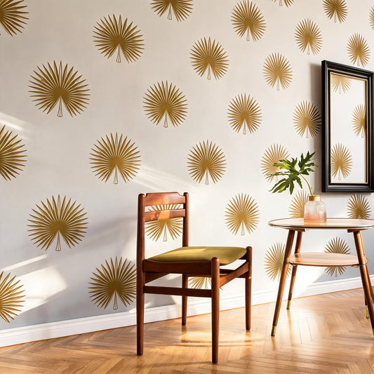 Palm Leaf Wall Decal Set installed on a styled wall