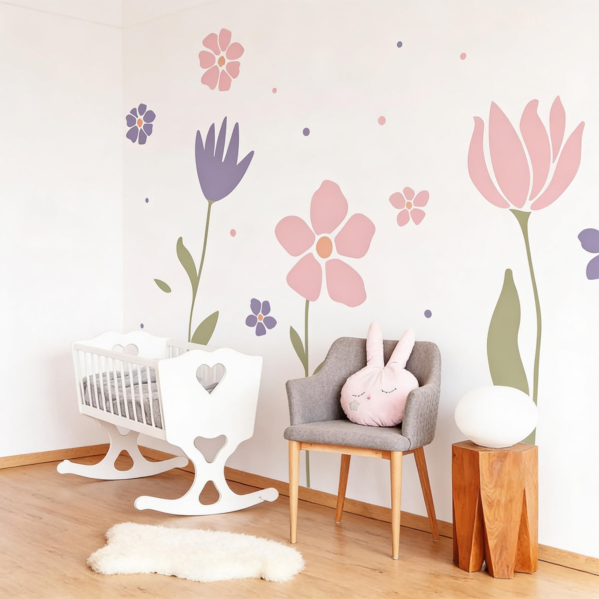 Pastel Flower Wall Decals styled in a room setting