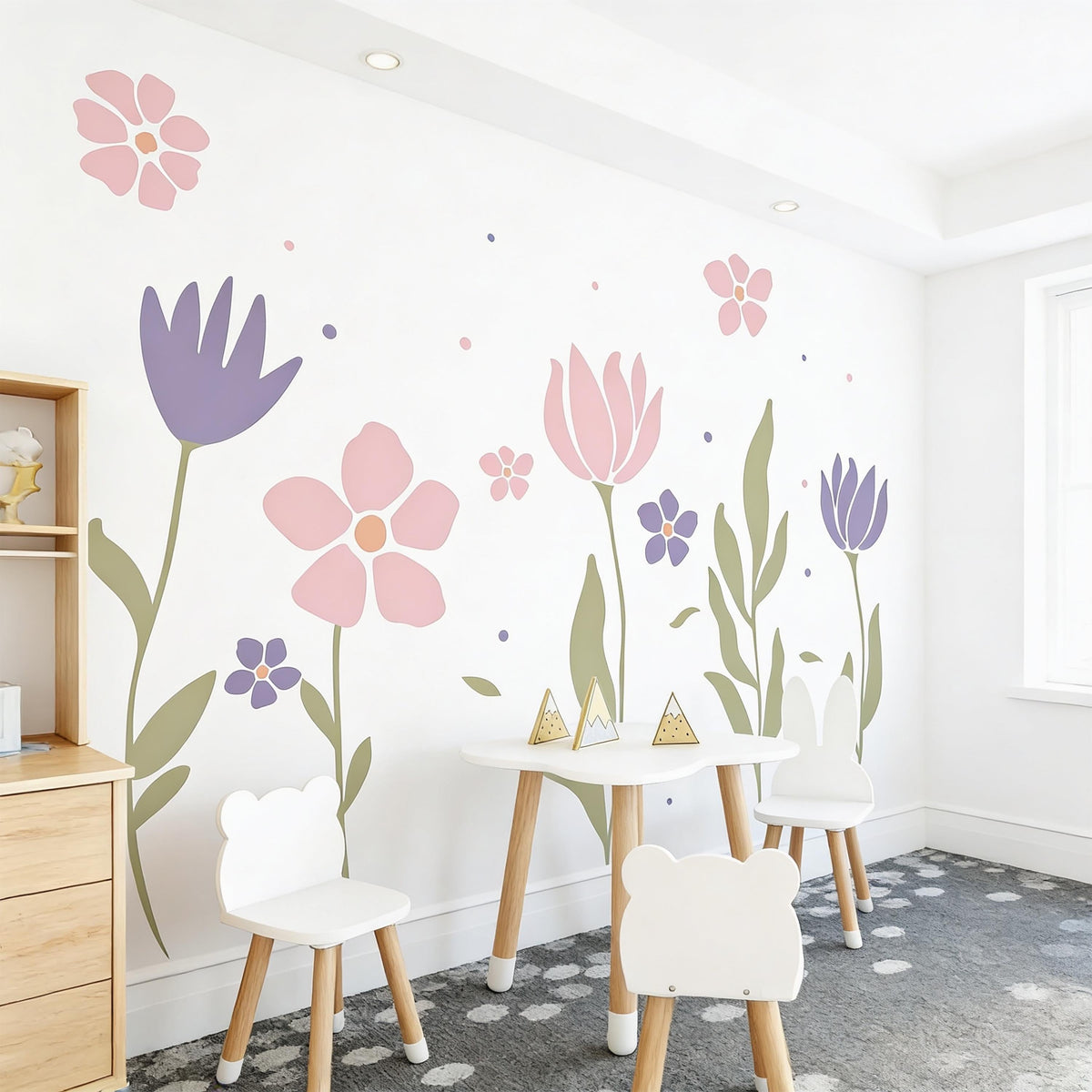 Pastel Flower Wall Decals decal sheet flat-lay