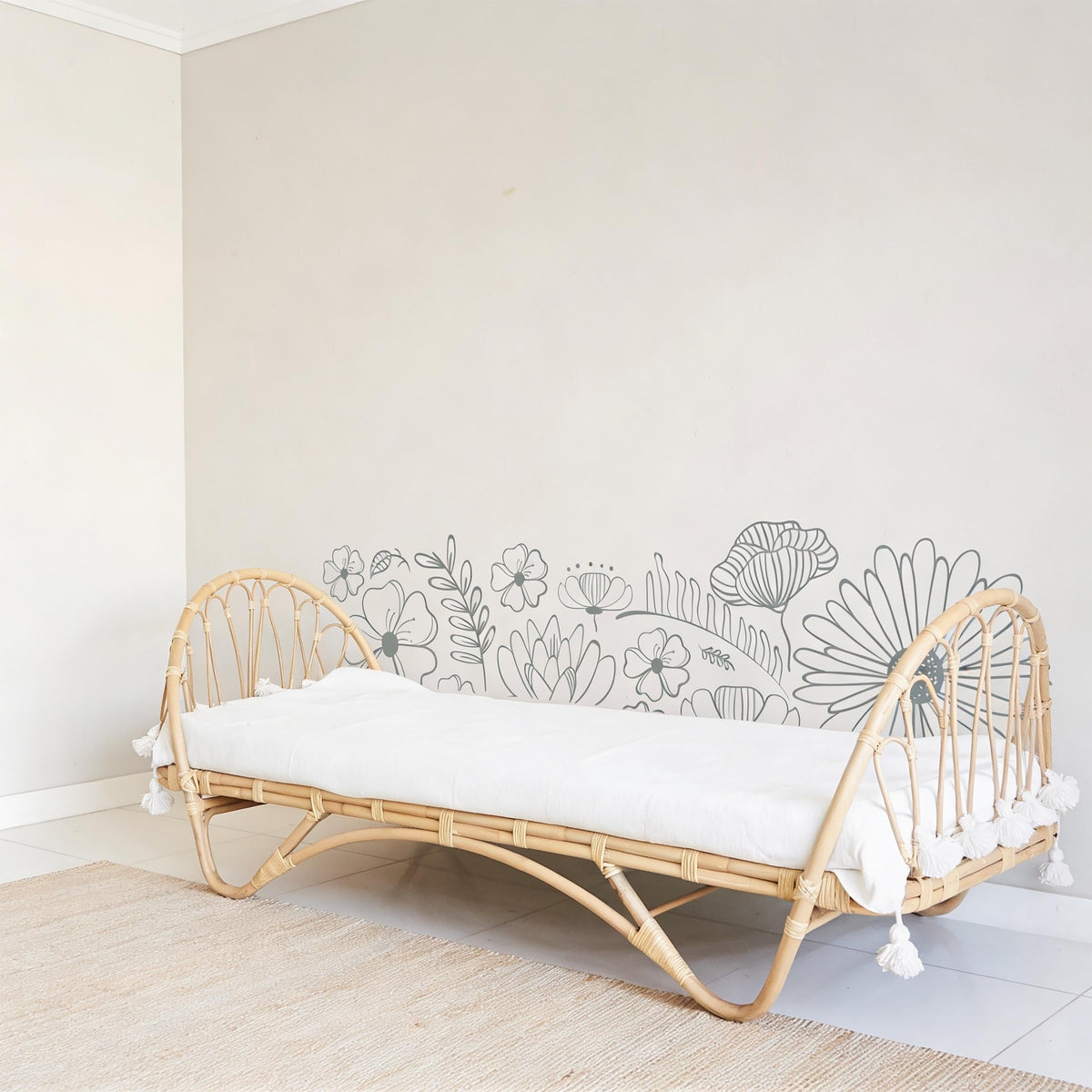 Floral Wall Decal Border styled in a room setting
