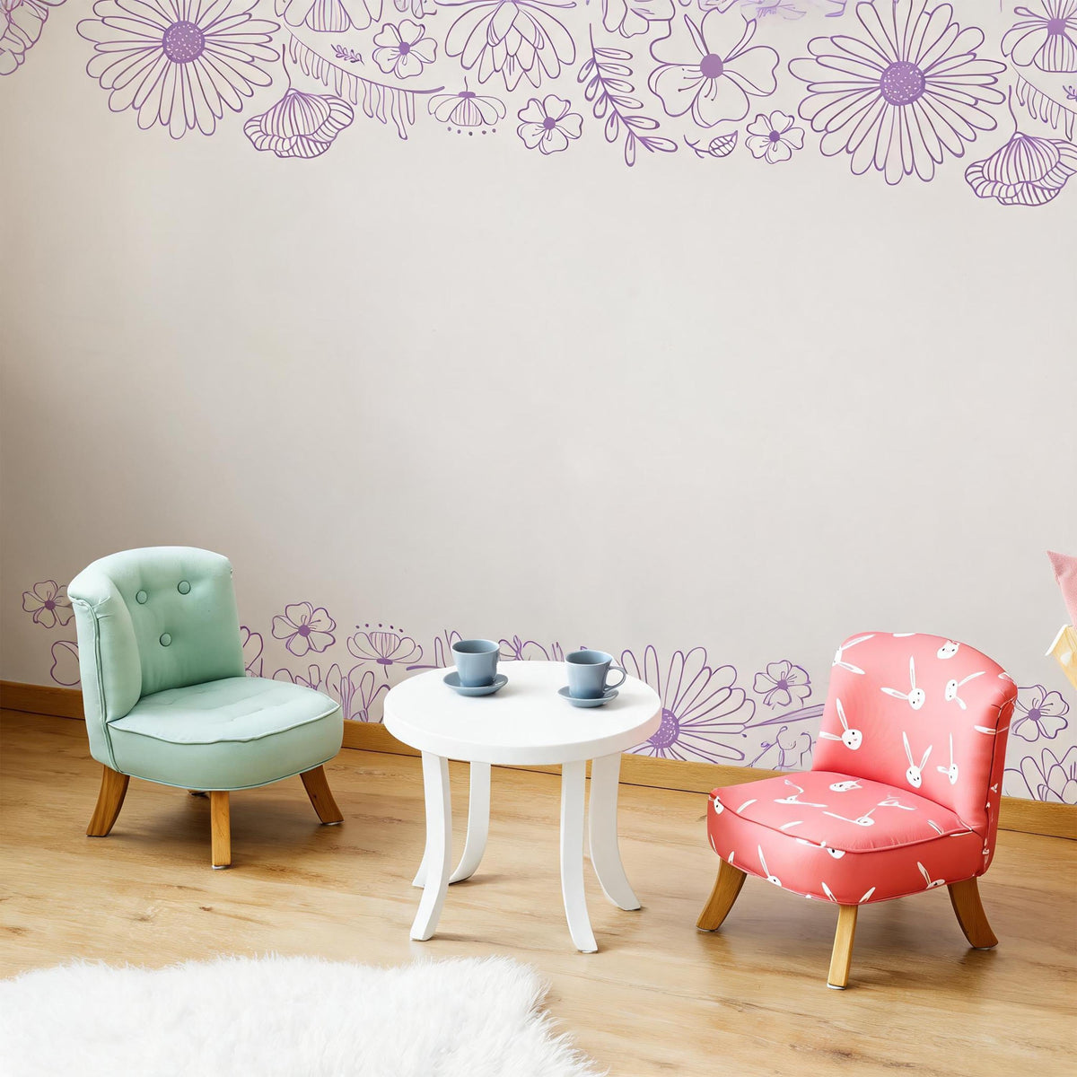 Floral Wall Decal Border arranged on a wall