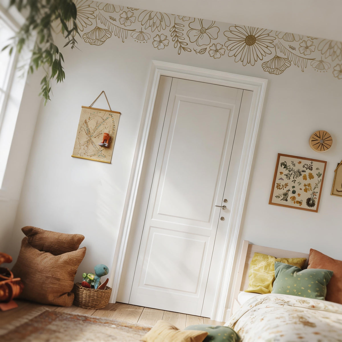 Floral Wall Decal Border shown in a home interior