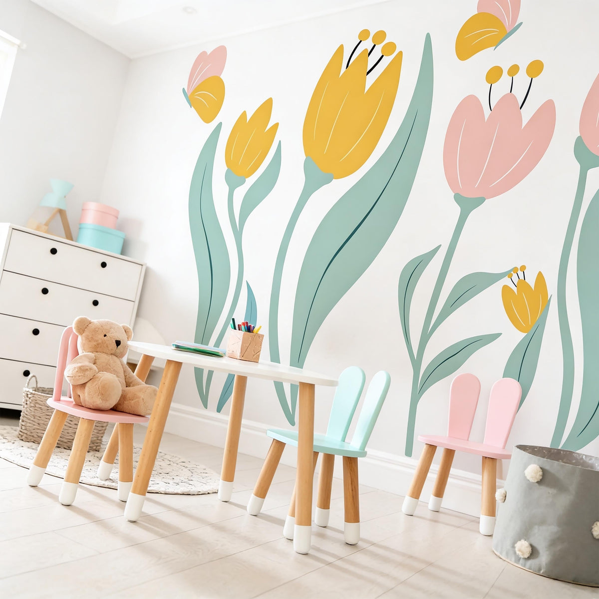 Pastel Tulip Wall Decals decal sheet flat-lay